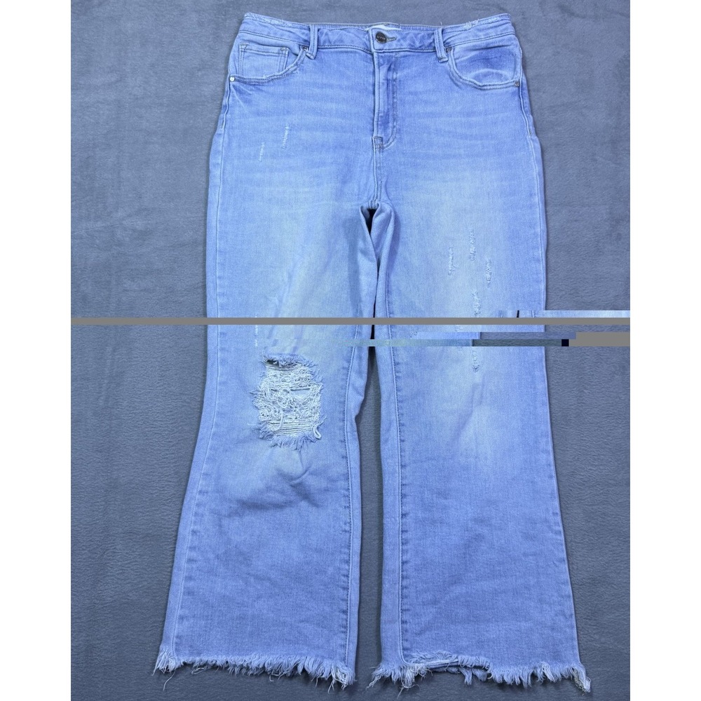 Risen Jeans Womens 13/31 (31x26) Wide Leg Crop Highrise Distressed Stretch Boho
